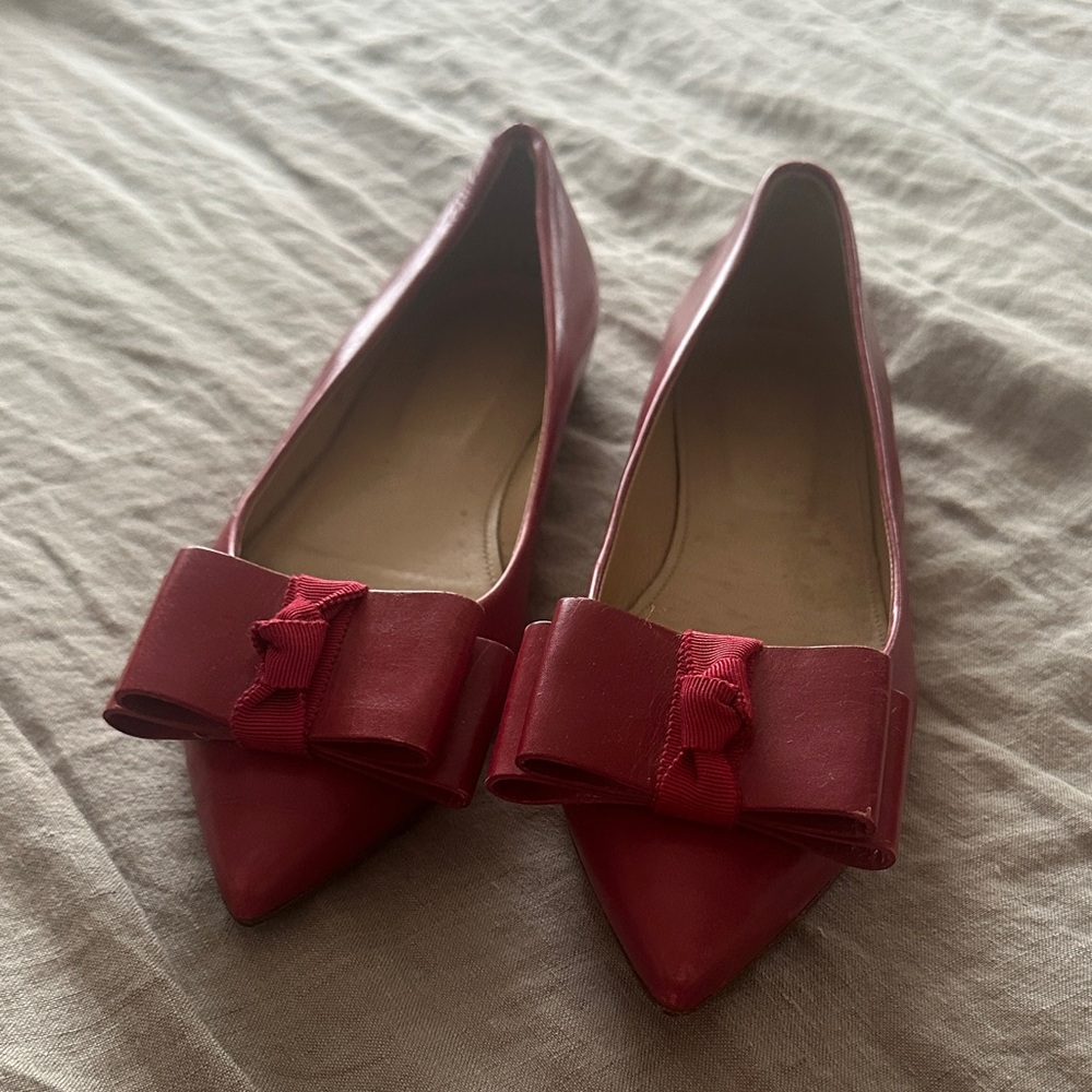 J. Crew Red Bow Flats